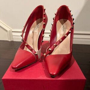 Valentino Garavani Red Rockstud Heels (Size 39)